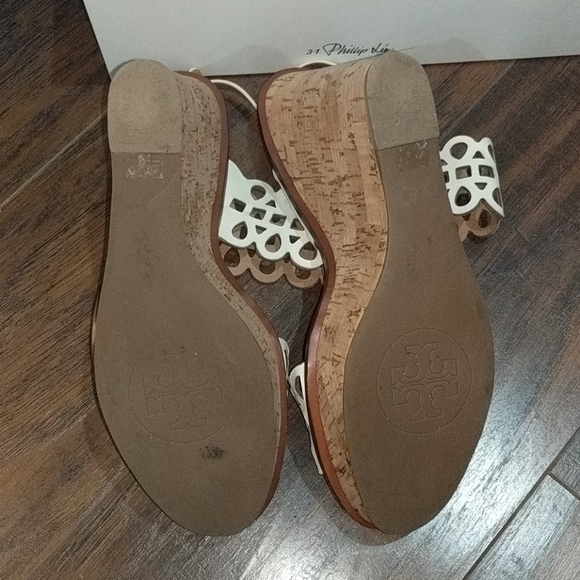 Tory Burch Nori White Leather Wedge Sandal 8.5 - Picture 9 of 13